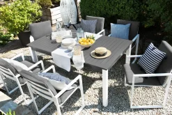 Set da pranzo da giardino 6 posti PANCOLE con cuscini Metallo Grigio