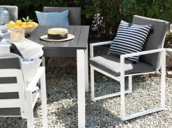 Set da pranzo da giardino 6 posti PANCOLE con cuscini Metallo Grigio