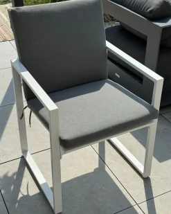 Set da pranzo da giardino 6 posti PANCOLE con cuscini Metallo Grigio