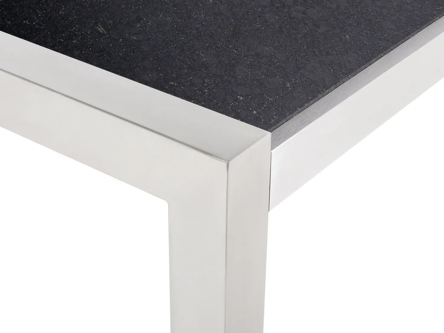 Set da pranzo da giardino 6 posti GROSSETO Piastra tripla Granito Lucido Nero/Bianco