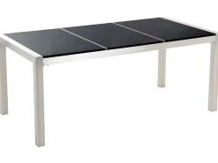 Set da pranzo da giardino 6 posti GROSSETO Piastra tripla Granito Lucido Nero/Bianco