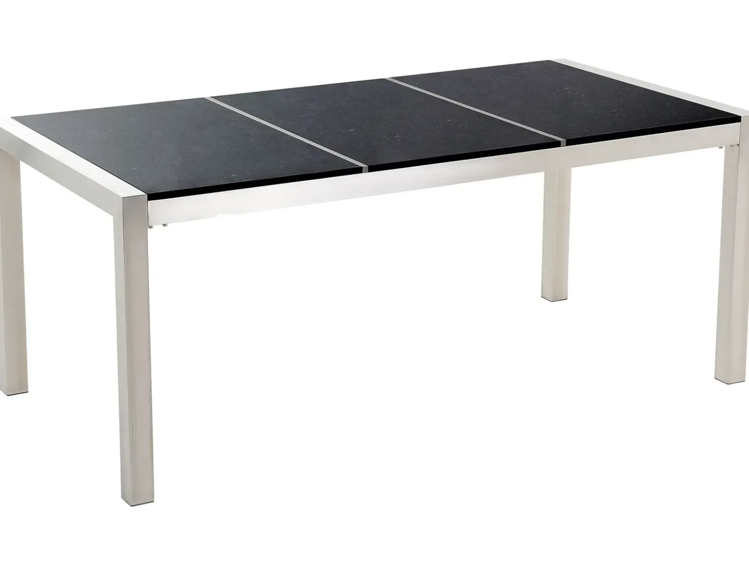 Set da pranzo da giardino 6 posti GROSSETO Piastra tripla Granito Lucido Nero/Bianco