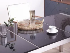 Set da pranzo da giardino 6 posti GROSSETO Piastra tripla Granito Lucido Nero/Bianco