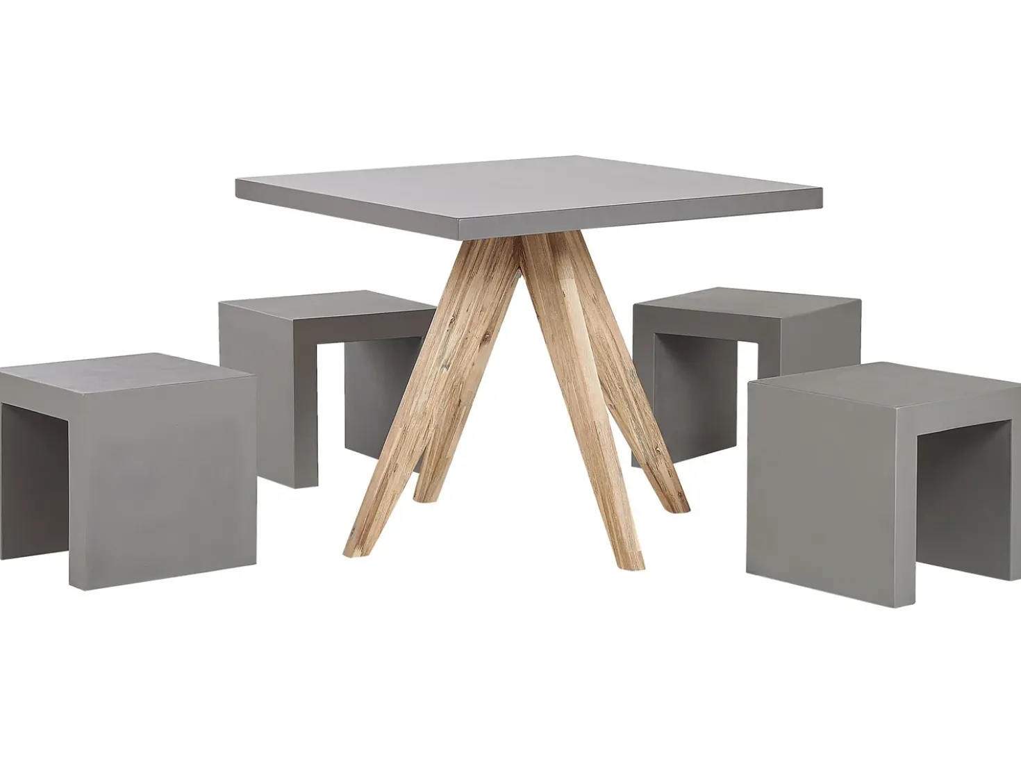 Set da pranzo da giardino con sgabelli 4 posti OLBIA/TARANTO Cemento Grigio