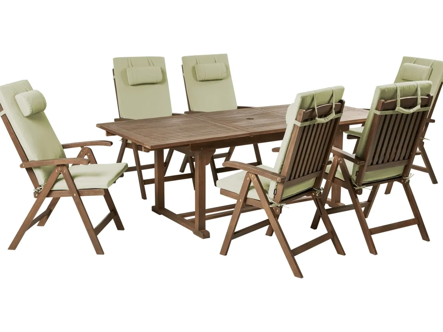 Set da pranzo da giardino 6 posti AMANTEA PREMIUM Legno d'acacia Verde