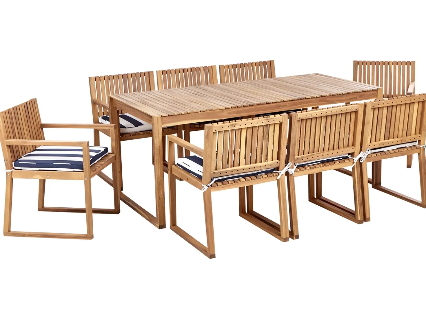 Set da pranzo da giardino 8 posti SASSARI II con cuscini Legno di acacia certificato Blu marino