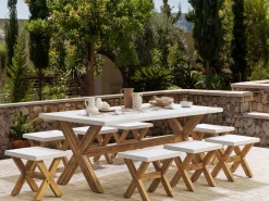 Set da pranzo da giardino con sgabelli 8 posti OLBIA Cemento Bianco