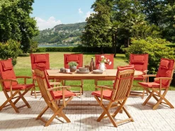 Set da pranzo da giardino 8 posti MAUI II con cuscini Legno d'acacia Rosso scuro