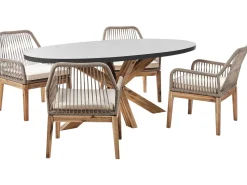 Set da pranzo da giardino 4 posti ORISTANO con cuscini Cemento Beige