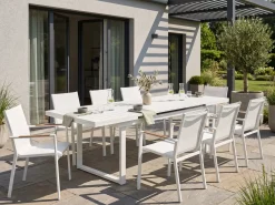 Set da pranzo da giardino 8 posti VALCANETTO/BUSSETO Metallo Bianco