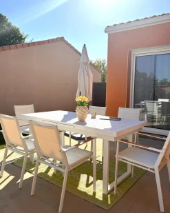 Set da pranzo da giardino 8 posti VALCANETTO/BUSSETO Metallo Bianco