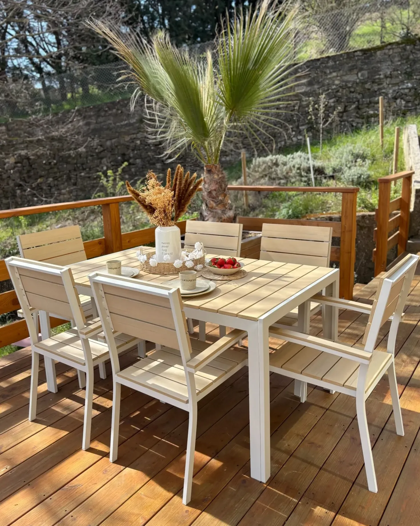 Set da pranzo da giardino 6 posti COMO Beige