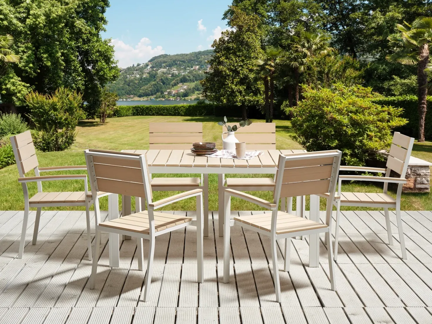 Set da pranzo da giardino 6 posti COMO Beige