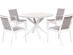 Set da pranzo da giardino 4 posti MALETTO/BUSSETO Metallo Grigio
