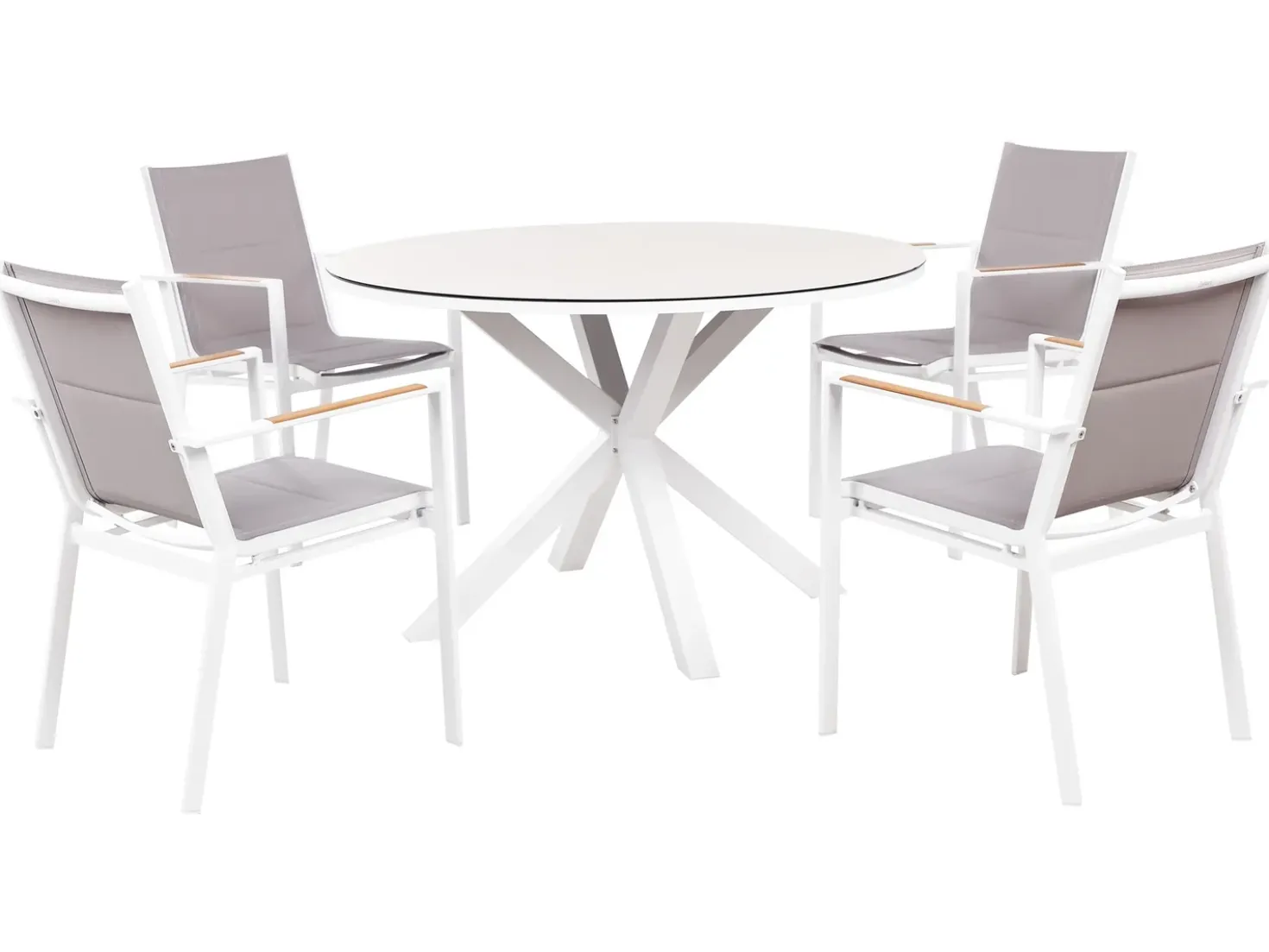 Set da pranzo da giardino 4 posti MALETTO/BUSSETO Metallo Grigio