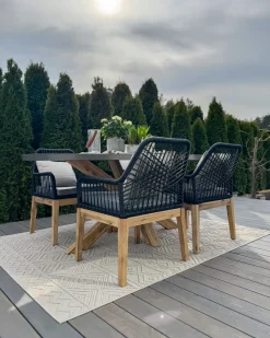 Set da pranzo da giardino 4 posti ORISTANO con cuscini Cemento Nero
