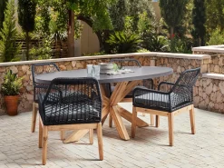Set da pranzo da giardino 4 posti ORISTANO con cuscini Cemento Nero