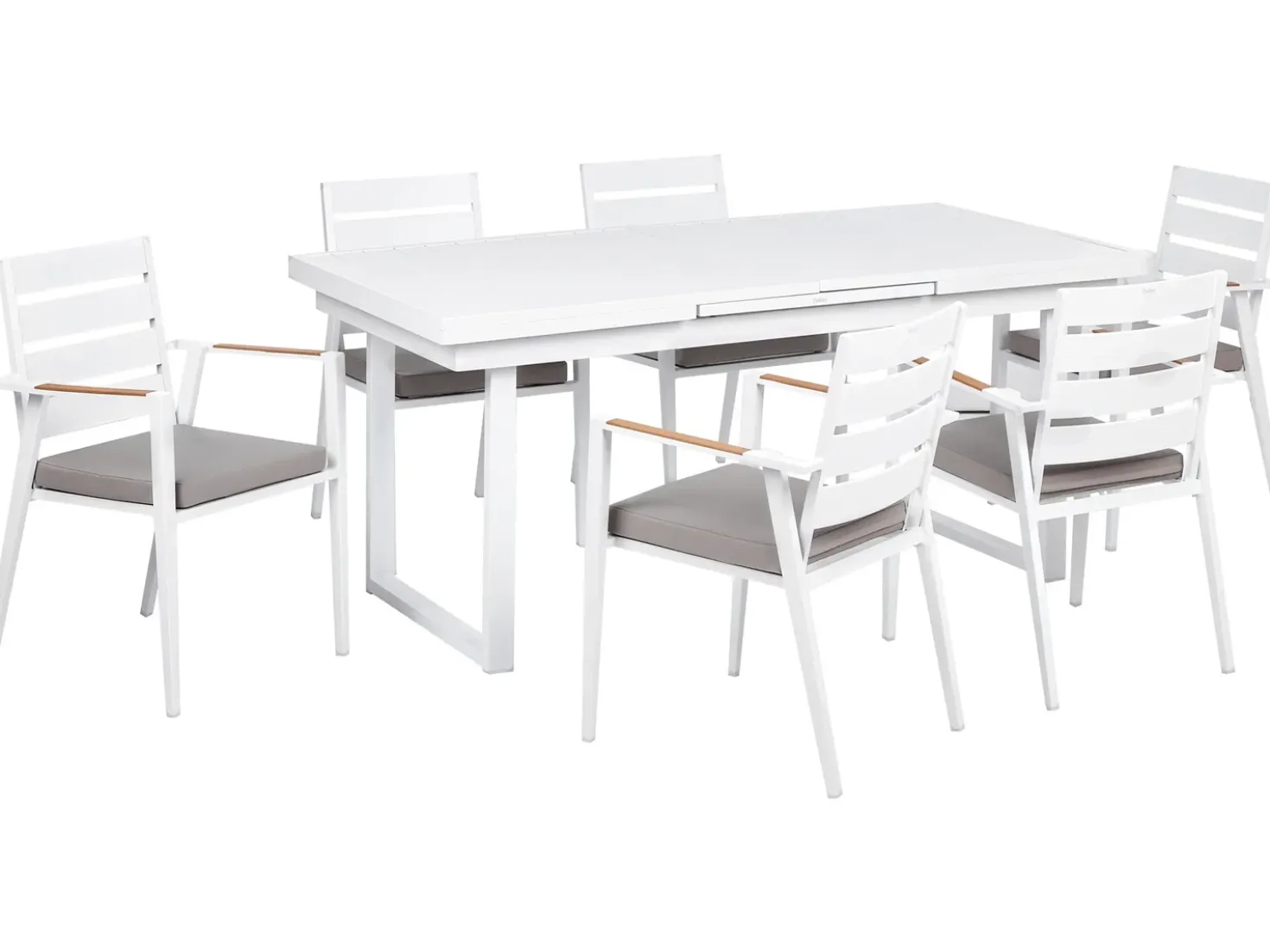 Set da pranzo da giardino 6 posti VALCANETTO/TAVIANO con cuscini Metallo Grigio