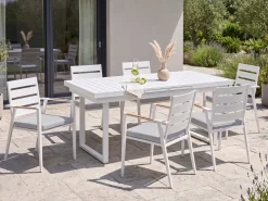 Set da pranzo da giardino 6 posti VALCANETTO/TAVIANO con cuscini Metallo Grigio