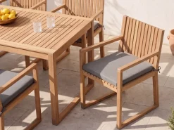 Set da pranzo da giardino 8 posti SASSARI PREMIUM con cuscini Legno di acacia certificato Grigio melange