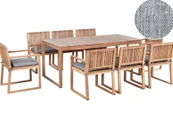 Set da pranzo da giardino 8 posti SASSARI PREMIUM con cuscini Legno di acacia certificato Grigio melange