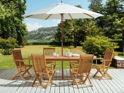 Set da pranzo da giardino 6 posti MAUI con Ombrellone (12 opzioni) Legno d'acacia Marrone chiaro