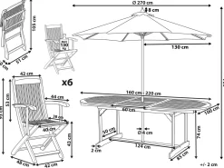 Set da pranzo da giardino 6 posti MAUI con Ombrellone (12 opzioni) Legno d'acacia Marrone chiaro