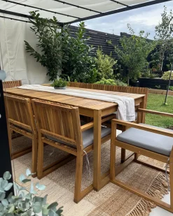 Set da pranzo da giardino 8 posti SASSARI PREMIUM con cuscini Legno di acacia certificato Grigio chiaro
