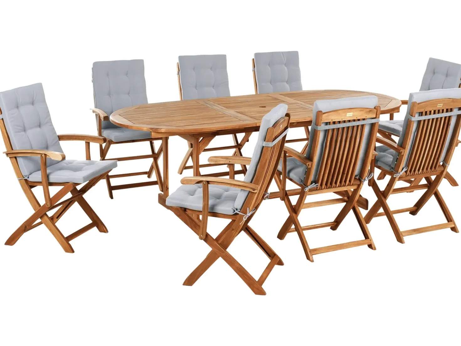 Set da pranzo da giardino 8 posti MAUI PREMIUM Legno d'acacia Grigio chiaro