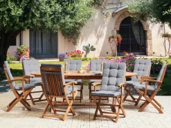 Set da pranzo da giardino 8 posti MAUI PREMIUM Legno d'acacia Grigio chiaro