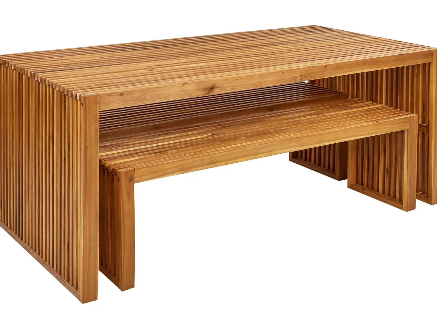 Set da pranzo da giardino con panche 6 posti SULZANO Legno d'acacia Marrone