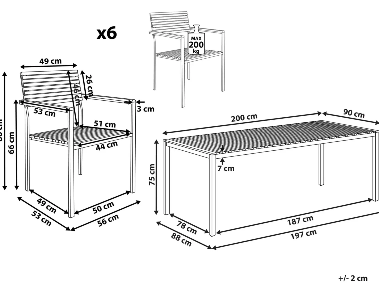 Set da pranzo da giardino 6 posti VIAREGGIO Legno di teak certificato Marrone