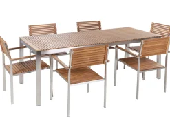 Set da pranzo da giardino 6 posti VIAREGGIO Legno di teak certificato Marrone