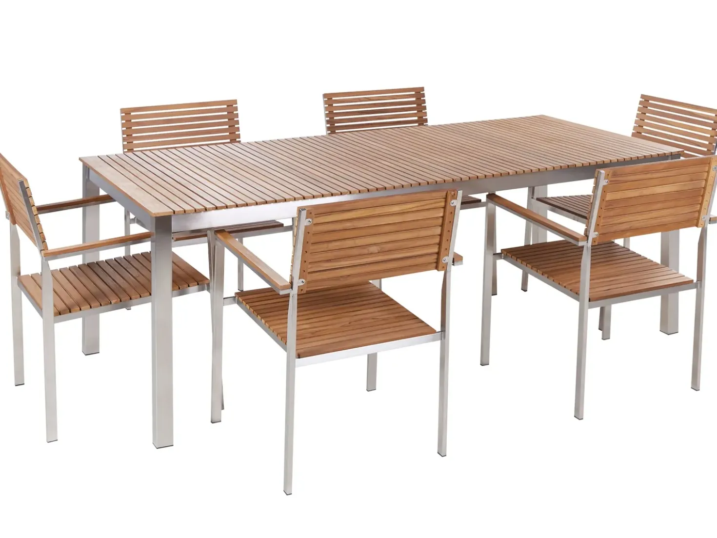 Set da pranzo da giardino 6 posti VIAREGGIO Legno di teak certificato Marrone