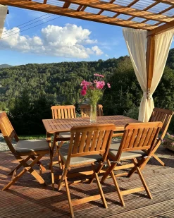 Set da pranzo da giardino 6 posti CENTO con cuscini Legno d'acacia Marrone