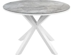 Set da pranzo da giardino 4 posti MALETTO/BUSSETO Metallo Effetto marmo Bianco