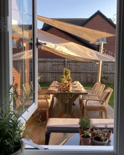 Set da pranzo da giardino 6 posti OLBIA con cuscini Beige
