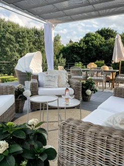 Set da pranzo da giardino 6 posti OLBIA con cuscini Beige