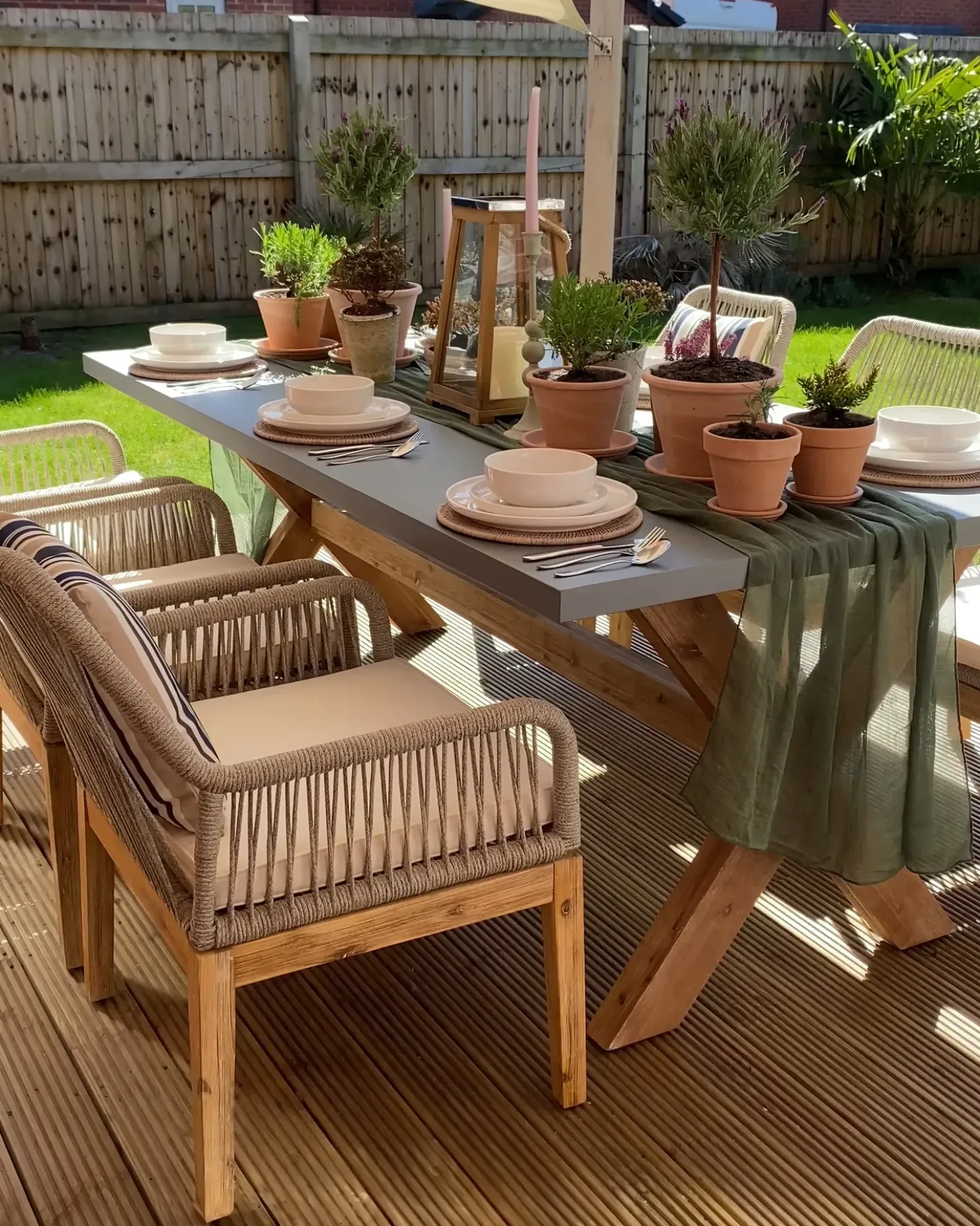 Set da pranzo da giardino 6 posti OLBIA con cuscini Beige