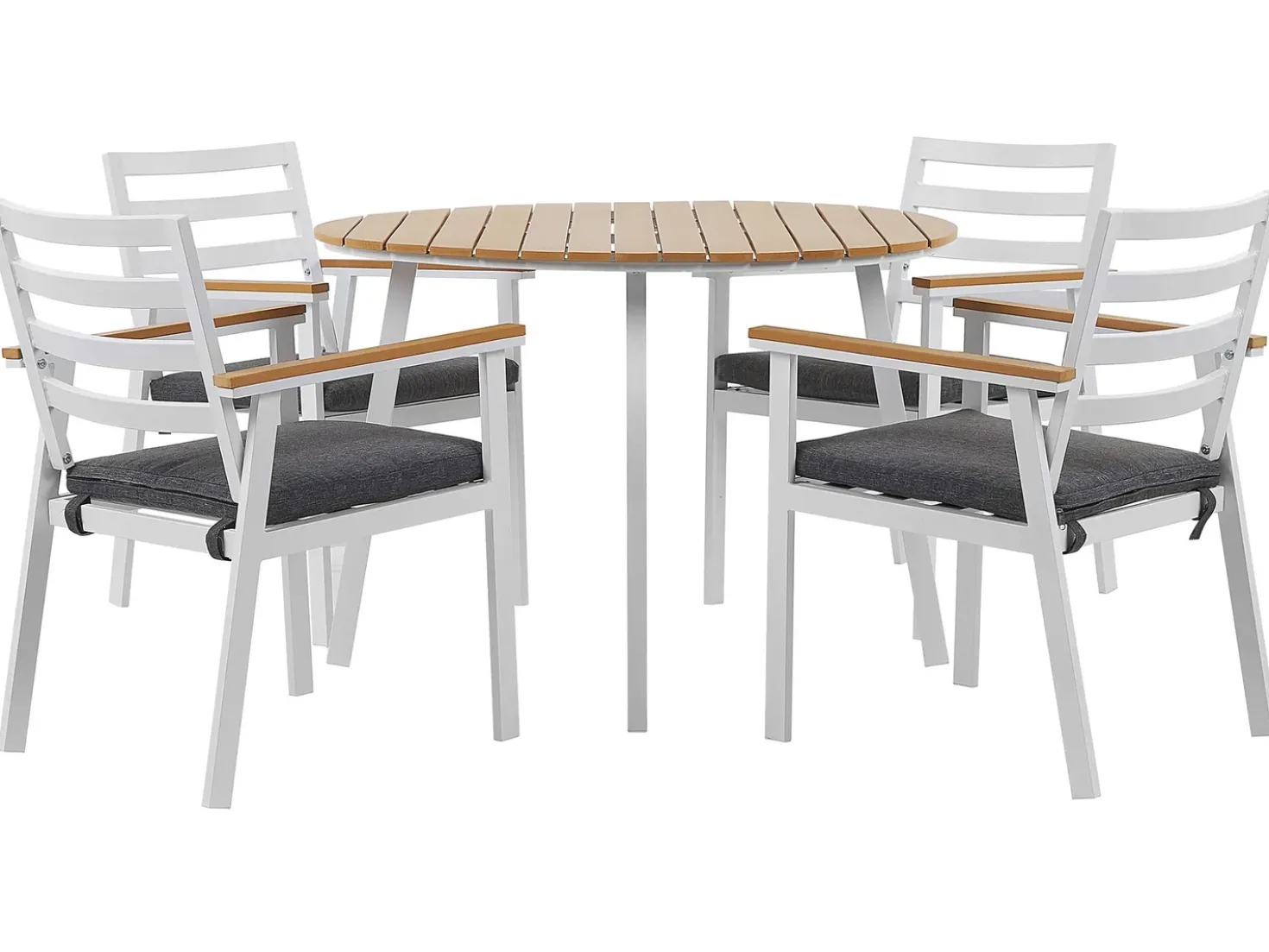 Set da pranzo da giardino 4 posti CAVOLI con cuscini Metallo Grigio