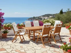 Set da pranzo da giardino 6 posti JAVA PREMIUM Legno d'acacia Bianco sporco