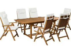 Set da pranzo da giardino 6 posti JAVA PREMIUM Legno d'acacia Bianco sporco