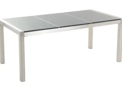 Set da pranzo da giardino 6 posti GROSSETO Piastra tripla Granito Lucido Grigio/Bianco