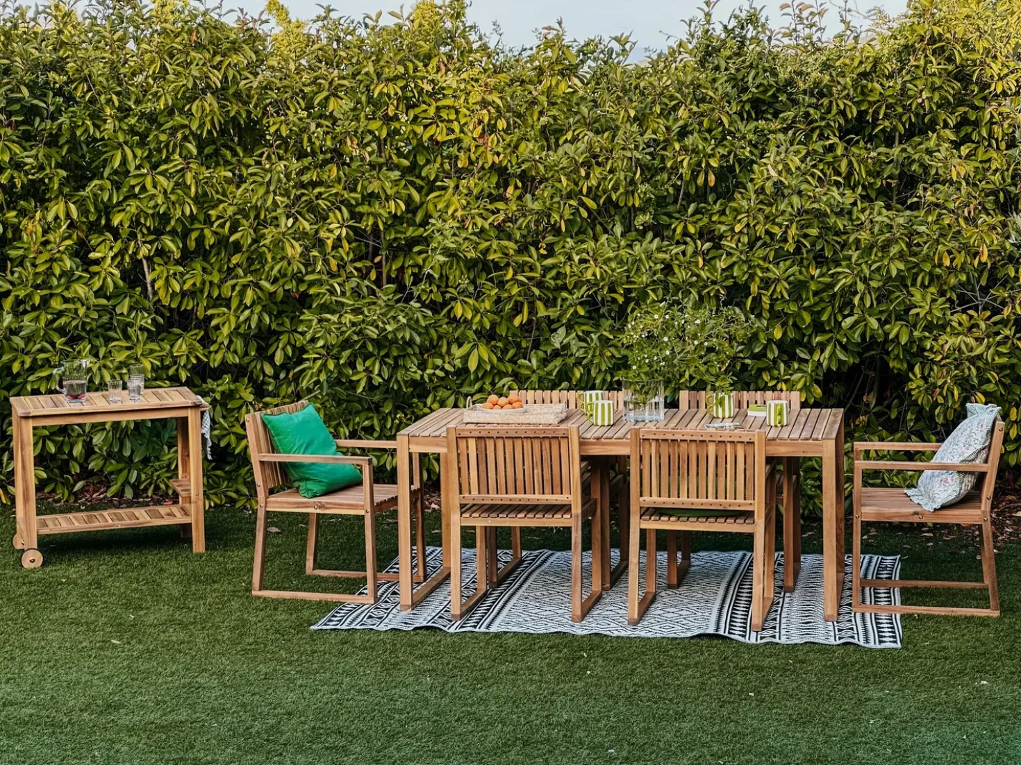 Set da pranzo da giardino 6 posti SASSARI II Legno di acacia certificato Marrone chiaro