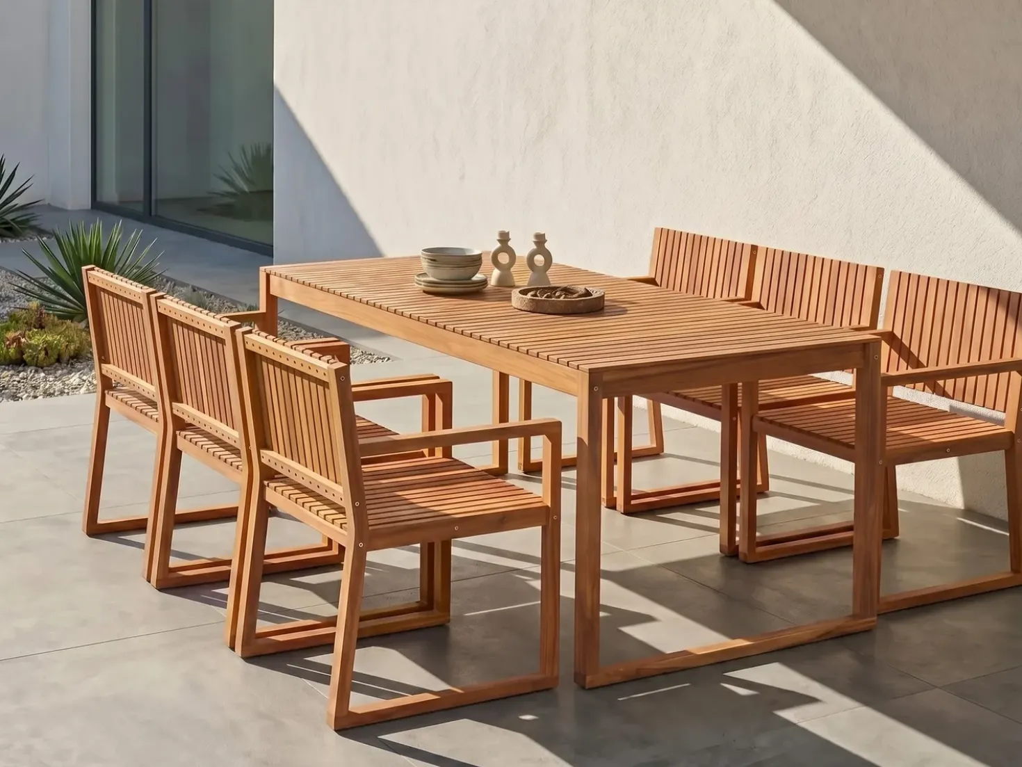Set da pranzo da giardino 6 posti SASSARI II Legno di acacia certificato Marrone chiaro