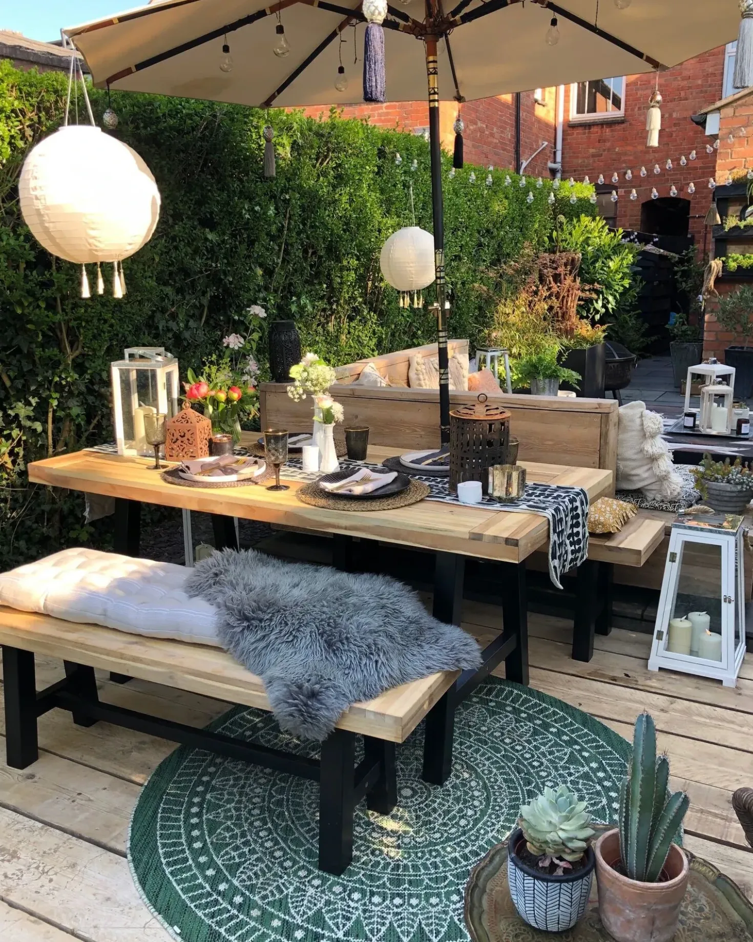 Set da pranzo da giardino 6 posti SCANIA Legno d'acacia Nero