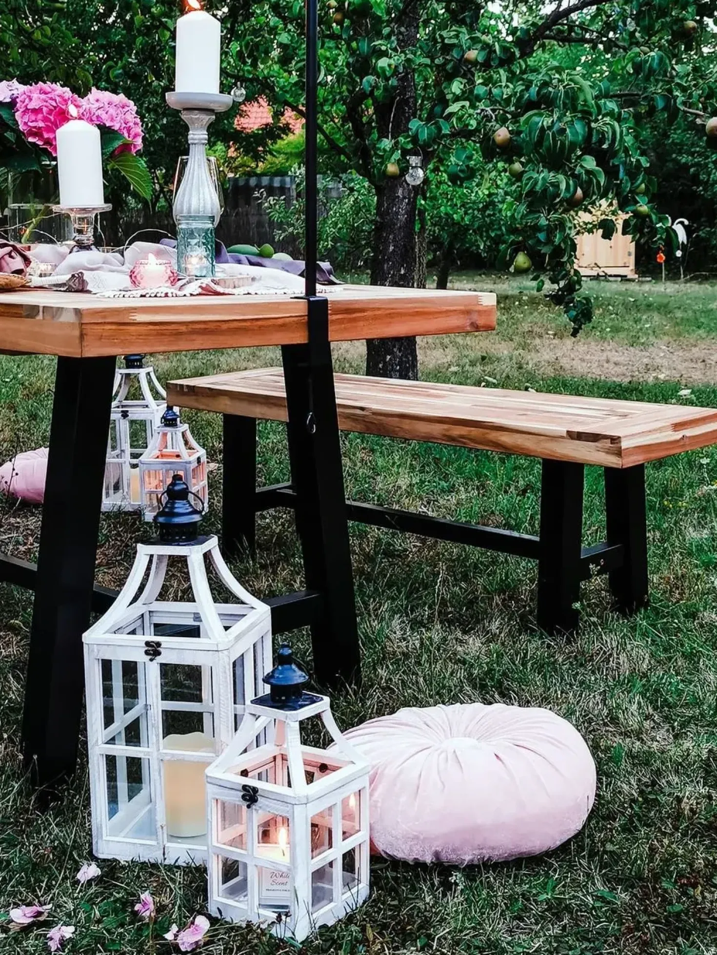 Set da pranzo da giardino 6 posti SCANIA Legno d'acacia Nero