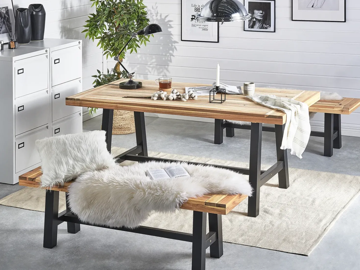 Set da pranzo da giardino 6 posti SCANIA Legno d'acacia Nero