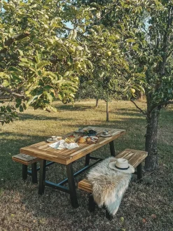 Set da pranzo da giardino 6 posti SCANIA Legno d'acacia Nero