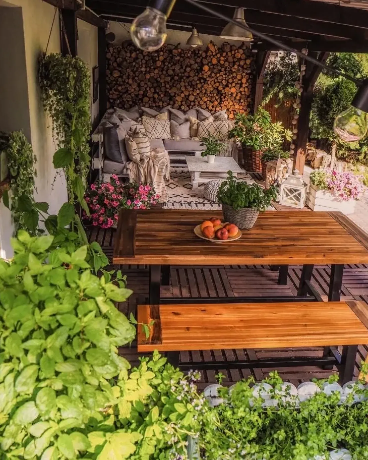 Set da pranzo da giardino 6 posti SCANIA Legno d'acacia Nero